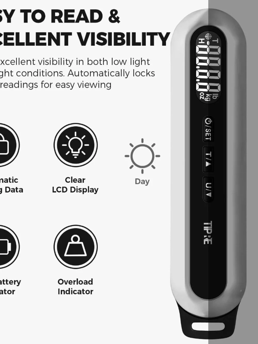 TIPRE Travel Luggage Scale 110lb Digital Suitcase Scale Portable Weight Scale Ha